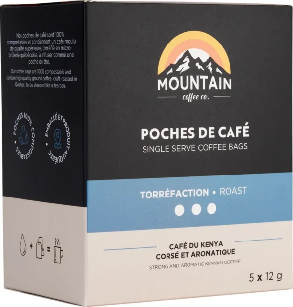 Pqt 5 sacs à café individuels torréfaction foncé de Mountain Coffee Co.
