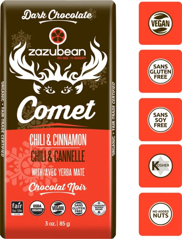 Barre de chocolat Comet Chili et Cannelle de Zazubean