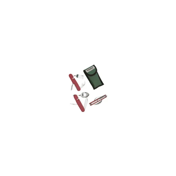 Couvert Camping HERBERTZ 6P Rouge 11cm Inox + Etui 618412