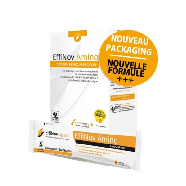 EffiNov Amino – Boisson de récupération – Saveur Agrûmes – 1 stick