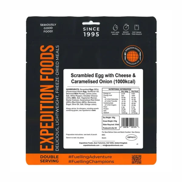 Oeufs brouillés au fromage et oignons caramélisés – Double portion