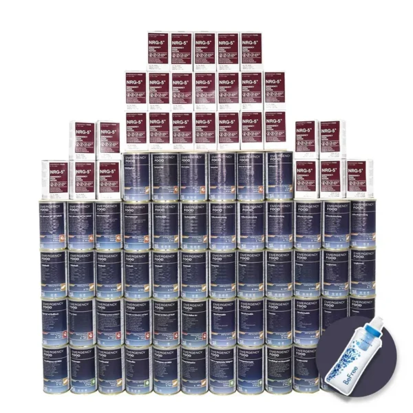 Pack Survie 3 mois – Repas, Rations compactes, Filtre à eau – Stockage 15 ans
