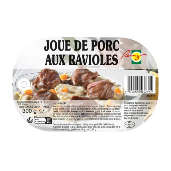 Joues de porc aux ravioles