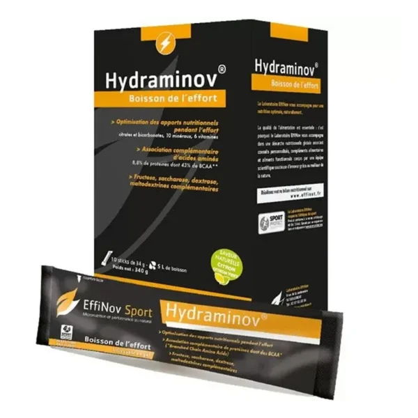 Hydraminov – Boisson de l'effort Effinov x 10 sticks – Citron