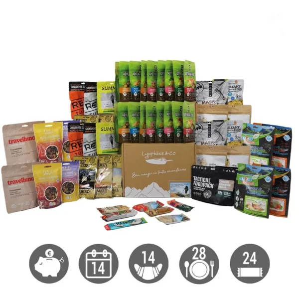 Pack Trek – Petit prix – 14 jours – Lyophilisés et Snacks
