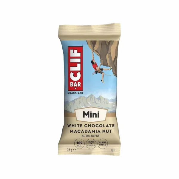 Barre énergétique Clif Bar Mini – Avoine et noix de macadamia, saveur chocolat blanc