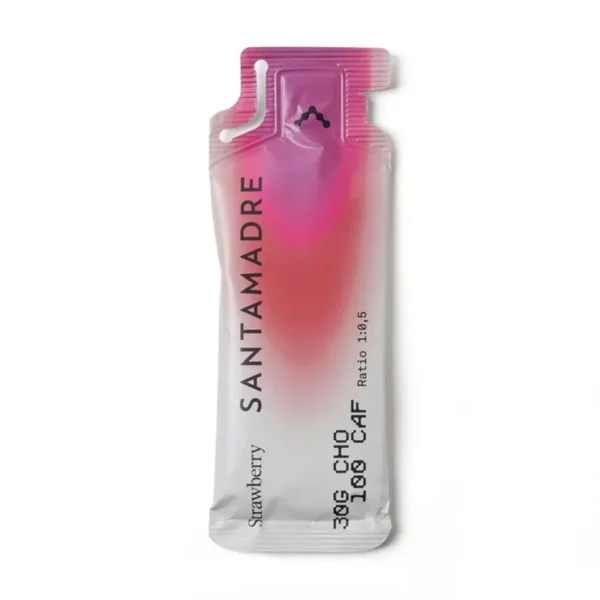 Gel énergétique caféiné Santa Madre 30CHO 100CAF – Fraise