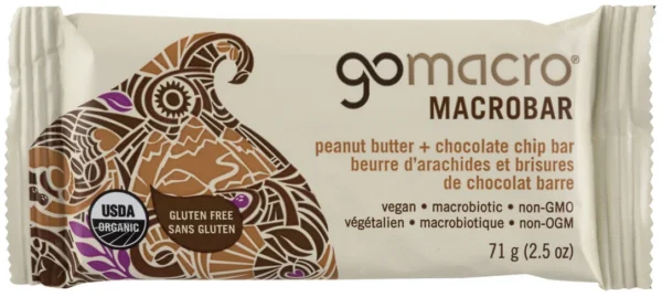 Barre au beurre d'arachides et pépites de chocolat de GoMacro