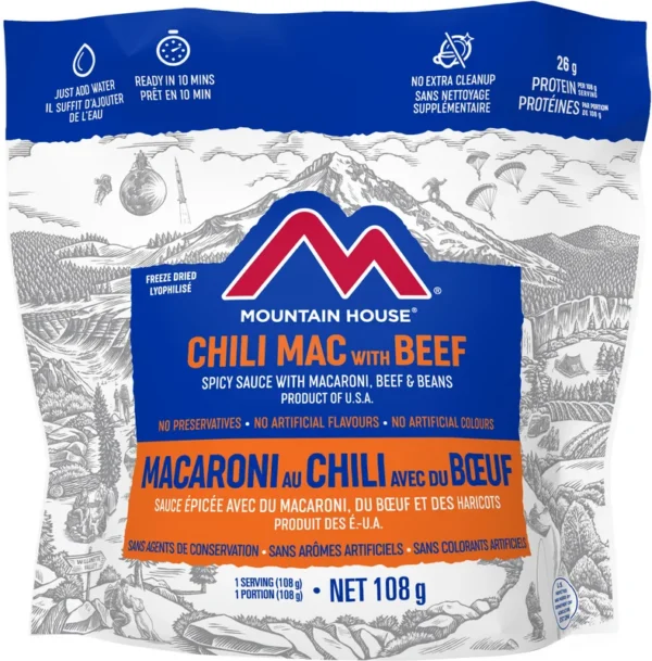 Macaroni au chili et au boeuf de Mountain House