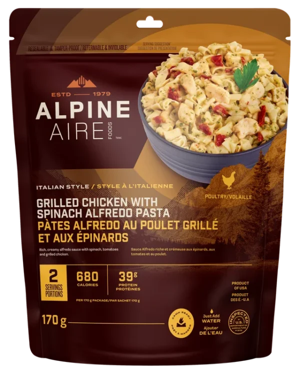 Pâtes d’épinards alfredo poulet grillé de AlpineAire